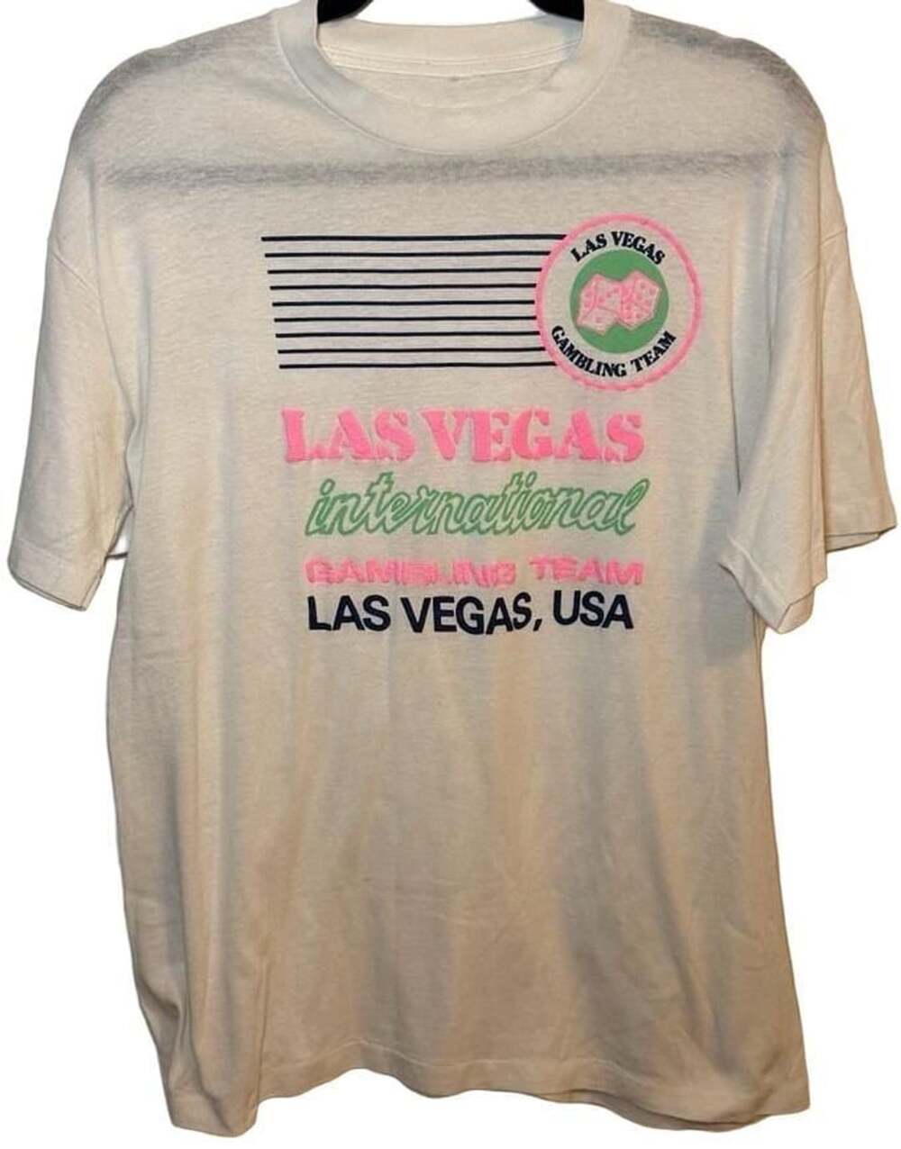 Vintage 1980s 90s Las Vegas International Gambling Team Puff Print T-Shirt
